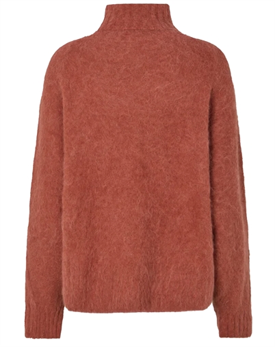 Rabens Saloner - Mabeka Fluffy Knit Funnel-Neck Sweater - Redwood